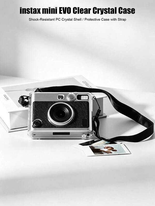 Crystal Shell For Instax Mini , PC Storage Case With Lanyard, Transparent Protective Cover With Crystal Rope