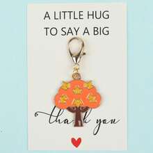 5pcs/10pcs Autumn Maple Leaf Enamel Keychain, "A Little Hug To Say A Big Thank You" Card, Fall Pocket Hug Appreciation Gift For Teachers & Coworkers - Multicolor - View 4
