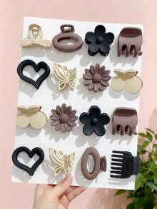 1/4/9pcs/Set Morandi Color Mini Hair Claw Clips, Simple Hair Accessories - Suitable For Girls And Women, Perfect For Daily Wear, Travel, Vacation, Party, Back To School Season - Multicolor - View 3