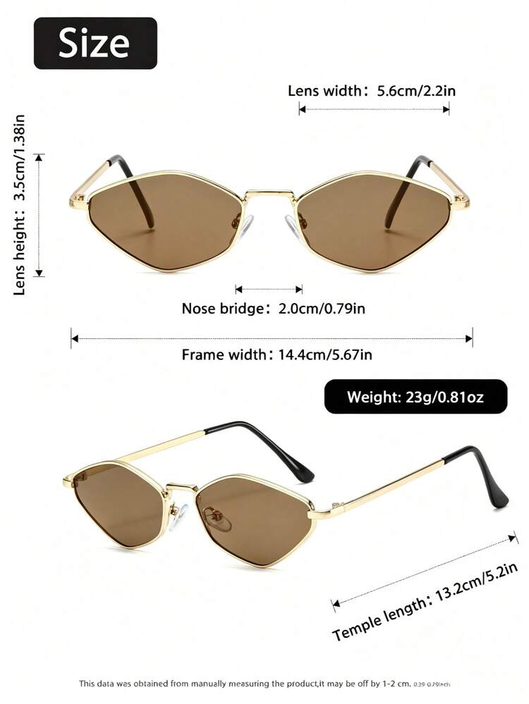 1 Pair Men's Geometric Frame Fashion Glasses, Modern Minimalist Style, Suitable For Driving, Travel, Outdoor Leisure Activities, Fits All Face Shapes - 1pc Gold Tea - View 4