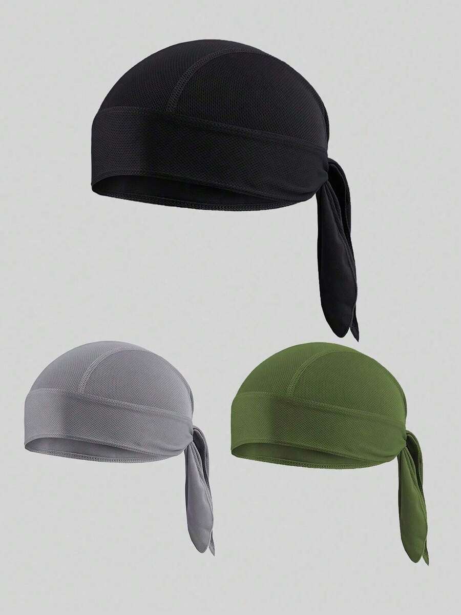 1/2/3pcs Cooling Dew Headscarf Helmet Liner Cap Large Size Motorcycle Head Cover Unisex - Multicolor - View 1