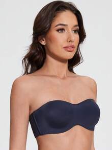 MELENECA Women's Strapless Bra For Large Bust Minimizer Unlined Bandeau With Underwire - Navy Blue - View 4