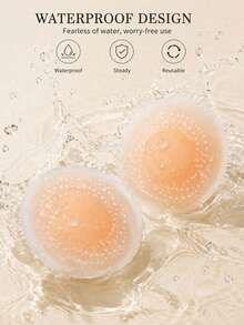 Breathable Waterproof Adhesive Nipple Covers, Reusable Invisible Ultra-Thin Breast Pads, Seamless Coverage For Backless Strapless Dresses - Multicolor - View 3