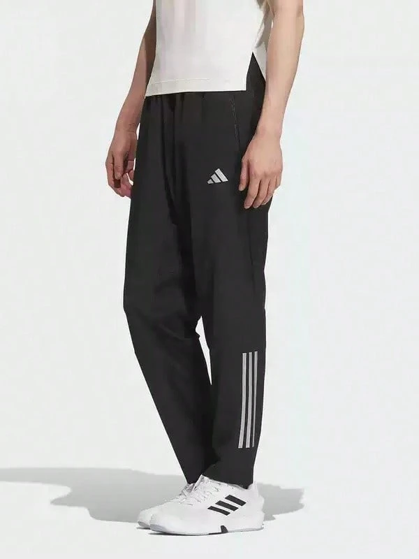 Adidas Celana Olahraga dan Kebugaran Pria GYM+ 3S PNT Woven Terbaru yang Bernapas - Hitam - View 1