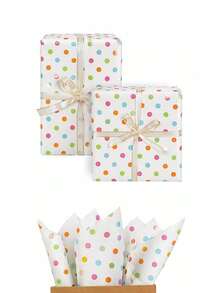 10/20/25/50 Sheets White Background Colorful Polka Dot Pattern Tissue Paper, Suitable For DIY Crafts, Party Gifts, Bouquet Wrapping, Clothing Packaging And Birthday Gift Decoration - White With Colorful Polka Dots - View 4