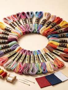 12 Skeins Embroidery Cross Stitch Thread 8 Meters 6-Ply Floss Home Sewing Craft Thread DMC Colors DIY Bracelet Making - Multicolor - View 6