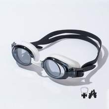 Unisex High-Definition Wide-View Swimming Goggles, Soft Silicone Eye Seal, Adjustable Split Strap, Nose Clip And Earplugs Included, Multiple Colors Available, Swimming Training Gear - Black and White - View 10