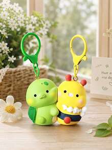 Cute Pun "Turtle-Bestie" (Turtle-Bee) Magnetic Keychain, Adorable Turtle & Bee Pendant, Suitable For Bags Or Car Keys, Holiday, Daily, Gift - Multicolor - View 3