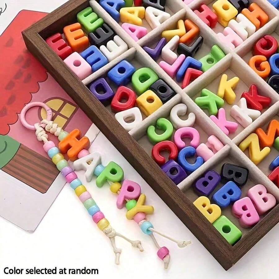 Large Hole Acrylic Letter Beads (Random Color), Suitable For DIY Letters, Phone Chains, Keychains, Smooth Large Hole, Easy To String For Handmade Crafts, Holiday Gifts, Birthday Gifts, Graduation Gifts - 1 Set - View 1