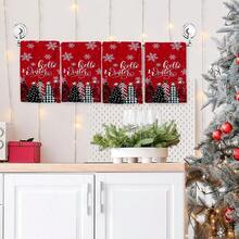 2/4/48pcs Christmas Series Red Background Winter Pine Tree Pattern Printed Kitchen Towels - Ultra Soft, Highly Absorbent Polyester Dishcloths And Hand Towels, Perfect For Holiday Decor, Kitchen Decor, Party Decor - Multicolor - View 12
