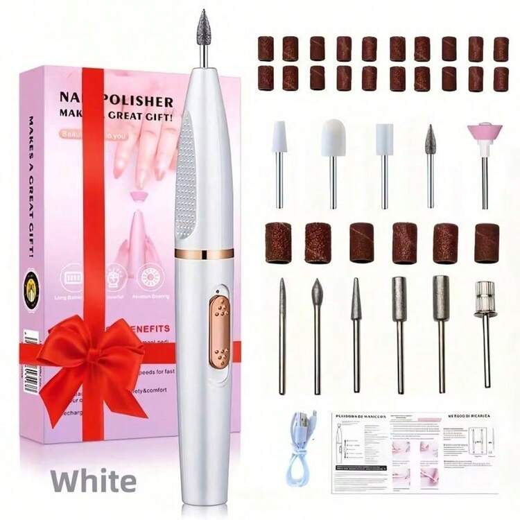 Mesin Pengikir Kuku Portabel Baru dengan 11 Kepala Pemoles dan 20 Cincin Pengamplasan, Penggiling Kuku untuk Manikur, Pena Pemoles, Salon Perjalanan dan Penggunaan di Rumah, 300mAh - MultiWarna - View 1