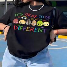 Retro, Vintage, Streetwear, Aesthetic, Cat Lovers, 100% Cotton, Oversized, Soft Breathable, Casual Crewneck, Short Sleeve Top, Summer Vibes, Edgy, Romantic - 黑色 - 查看 6