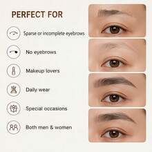 1 Pair 100% Human Hair Handmade Crochet Breathable Lace Base Natural Realistic Lightweight Invisible Reusable False Eyebrows, Suitable For Men And Women - Multicolor - View 9