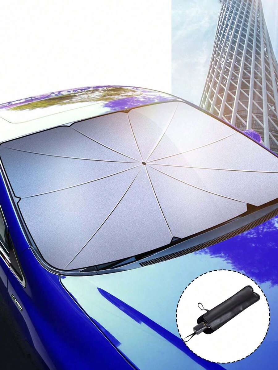 可折疊汽車遮陽簾,便攜式汽車擋風玻璃遮陽簾,汽車前窗遮陽簾,隔熱防紫外線汽車遮陽簾,汽車遮陽罩,適用於大多數車型,汽車配件(含皮革收納袋) - A - 查看 1