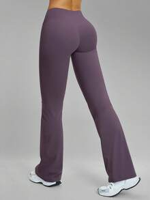 MFVIM Casual Leggings High Waist Shaping Yoga Running Training Flare Pants Long Trousers - Purple - View 6