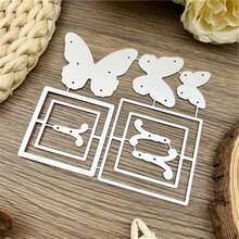 1 st kreativ rektangulär ram i metall med fjärilsmotiv, präglingsmall för scrapbooking, utklippsmall för handgjorda kort till födelsedag och bröllop, presentkortstillverkning - Fjäril - Visa 5