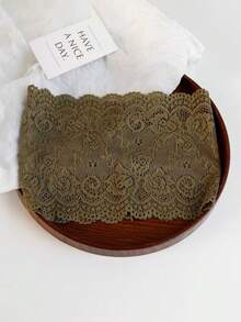 1pc Women's Mori Style Pastoral Olive Green Lace 15cm Wide Hollow Mesh Breathable Elastic Headband - Olive Green - View 6