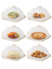 1pc Daisy Pattern Foldable Food Cover Mesh, Embroidered Daisy Mesh Decoration, Mosquito-Proof Tablecloth, Home Tablecloth, Large Foldable Food Cover, Fly-Proof Kitchen And Outdoor Camping Mesh, Food Cover, Home Vegetable Cover, Foldable Vegetable Cover, Home Dining Table Food Cover, Fly-Proof Mesh, Dust-Proof Outdoor Use, Table Protector, Food Platter Accessory, Spring/Summer Outdoor Picnic, Camping Essential - Multicolor - View 3