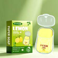 YYTCM Sabun Lembaran Lemon Segar Portabel 50 lembar dengan Kotak Penyimpanan Tutup Flip-Top, Kertas Sabun Tangan Sekali Pakai untuk Perjalanan Luar Ruangan, Pelajar, Berbusa Lembut dan Mudah Dibilas - Lemon - View 11