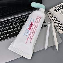 Realistic Toothpaste-Shaped Pencil Case, Funny Smiling Face Pencil Bag, Desktop Stationery Organizer, Suitable For Students Back To School, Office Workers, Ideal Gift For Halloween, Christmas For Friends And Family - Toothpaste Style - View 3