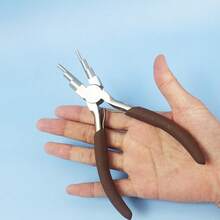 suli 5.9" Carbon Steel Jewelry Pliers - Round & Needle Nose For 3-10mm Rings DIY Wire Looping & Bail Making Professional Craft Tool - Brown - View 5