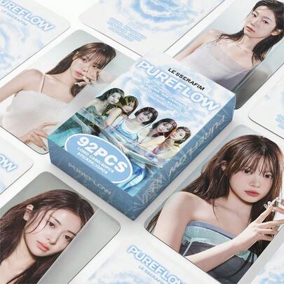 92PCS PUREFLOW Lomo Cards Set Photocards With Stickers HD Print Idol Postcards Fan Collectible Merch Gifts