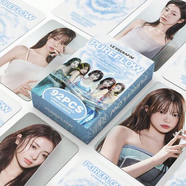 PUREFLOW Lomo Cards 92Pcs K-Pop Photocards Set HD Idol Photo Cards Stickers Fans Collectible Merch Gift