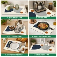 1 pieza Alfombrilla de drenaje de cocina de tierra de diatomeas con patrón geométrico minimalista moderno, alfombrilla absorbente de secado rápido y antideslizante para máquina de café y secado de platos, adecuada para encimera de cocina y decoración del hogar - Multicolor - Ver 5