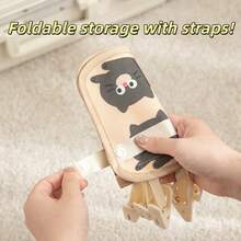 Portable Fabric Clothes Hanger Travel Laundry Drying Rack With Underwear Socks Clips Foldable Compact Space-Saving Design For Home Hotel Dorm Organization Storage - Multicolor - View 3