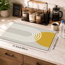 1pc Modern Minimalist Geometric Pattern Diatomaceous Earth Kitchen Drain Mat, Fast-Absorbing Quick-Drying Non-Slip Coffee Machine Mat And Dish Drying Pad, Suitable For Kitchen Countertop And Home Decor - Multicolor - View 10