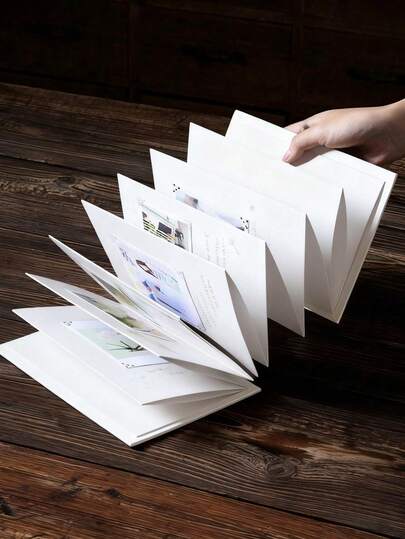 Creative Accordion Fold DIY Photo Album Scrapbook, 1 Blank Page Portable Memory Book, White Faux Leather Cover, Suitable For Valentine's Day, Anniversary, Christmas And Birthday Party Handmade Gifts