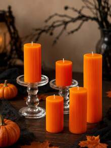 1pc Dark Orange Cylindrical Scented Candle, Diameter 1.97 Inches (1.97-7.87 Inches Optional), Suitable For Atmosphere Creation, Home Decor, Party, Table Setting, Desk Decoration, Halloween, Halloween Decor, Halloween Gift - Multiple Specifications - View 6