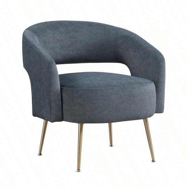 Modern Dark Gray Soft Velvet Accent Chair Plush Foam Comfort Upholstery Gold Finish Legs Luxurious Living Room Furniture 1pc-XY432244