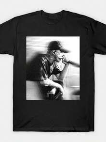 Herren-T-Shirt aus Baumwollmischgewebe mit Hip-Hop-Rapper-Aufdruck - Modische Streetwear - Schwarz - Übersicht 6