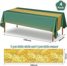 Irenare Tablecloth And Sequin Table Runner Set Polka Dots Confetti Table Cover Dining Plastic Tablecloths Glitter Decorations For Birthday Wedding - ColorF - View 2