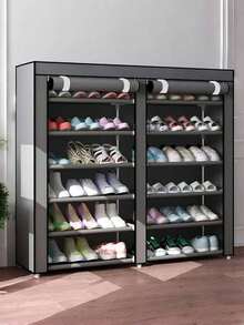 1pc Dust-Proof Shoe Rack With Cover, Space-Saving Storage Shelf, Improve Space Utilization, Sturdy And Stylish Structure, Easy To Assemble And Disassemble, Portable, Suitable For Living Room, Bedroom, Entrance, Office, Home, Multi-Layer Storage, Holiday Gift - Multicolor - View 3