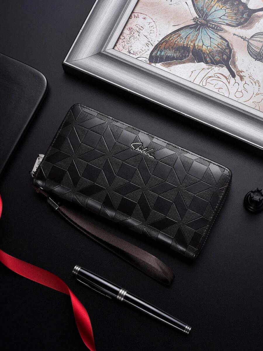 SHABILI Korean Style Men's Long Wallet, Fashionable Large Capacity Multi-Card Slot Clutch Bag, Casual Men's Purse