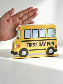 1pc Back To School Season School Bus Theme Desktop Stand Up Cartoon Bright Color Printed Desktop Ornament Suitable For Classroom Learning Area, Back To School Party, Desktop Display Decoration Gifts - C - View 5
