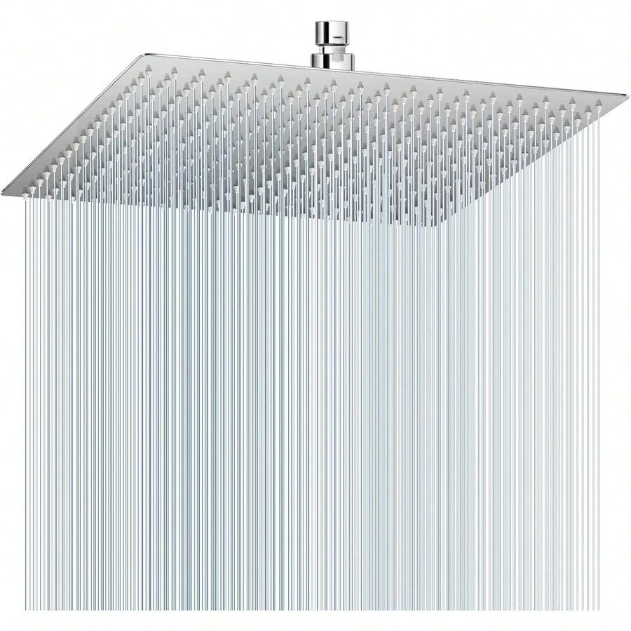 Rain Shower Head Ultra Thin High Pressure Boosting Metal Water Flow Sprayer Ceiling Wall Mounted Stainless Steel Rainfall Bathroom Fixture Modern Style Brushed Nickel 1 Pack - Brushed Nickel - View 1