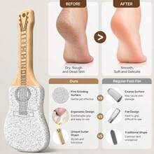 Unique Guitar-Shaped Foot Brush With Natural Bamboo Handle, Portable Handheld Exfoliating Foot Care Tool, Practical Home Daily Foot Care Accessory - Apricot - View 5