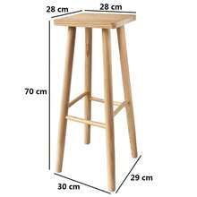 Taburete Cuadrada de Madera Natural, Silla Banqueta Cuadrada 3 Tamaños - Altura de 34 cm - Ver 7