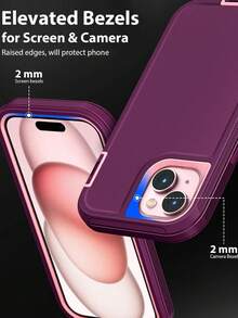 Anti-Drop Anti-Shock Anti-Wear Full Body Protection Phone Case, Durable And Sturdy, 3-In-1 Protective Case Compatible With Iphone, Galaxy And Other Phones - Wine Pink - View 6