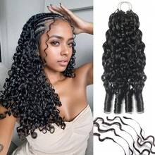 Burmese Curly Human Hair For Crochet, 18 Inch, 50g, Knotless, Pre-Separated, Invisible, Lightweight, Reusable, Crochet Hair Extensions, Natural Black - Natural Black - View 2