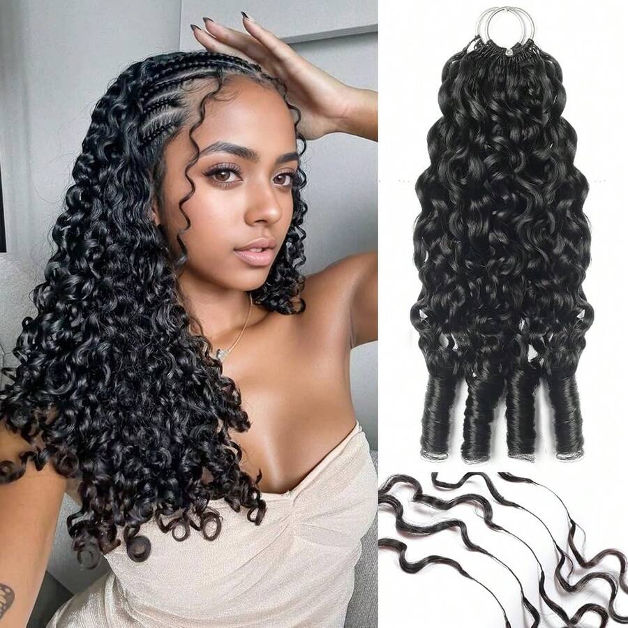 Burmese Curly Human Hair For Crochet, 18 Inch, 50g, Knotless, Pre-Separated, Invisible, Lightweight, Reusable, Crochet Hair Extensions, Natural Black
