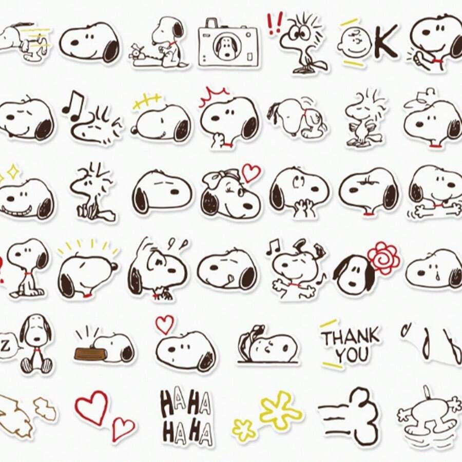40pcs Cute Cartoon Snoopy Expression Stickers For Kids Water Bottle, Notebook, Stationery Box Decoration, Waterproof Planner Stickers, Suitable As Small Gifts For Fans, Family And Friends [Random Style] - Multicolor - View 1