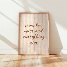 1pc Frameless Pumpkin Spice Print Autumn Kitchen Wall Art Vintage Fall Poster Coffee Theme Decor Aesthetic Apartment Living Room Bedroom Back To School Fun Poster Dorm Essentials - Autumn Quotes - View 3