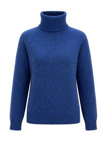 Women's Warm Knitted Turtleneck Pullover Sweater With Long Sleeves For Fall And Winter Style - Blue - View 6