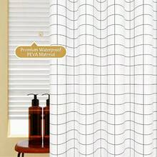 1件白色格紋浴室簾，簡約優雅，浴室乾濕分離助手，隔斷隱私簾，易於安裝 - 白方格 - 查看 9
