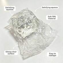 1pc Transparent Realistic Ice Cube Slow Rebound Soft Rubber Toy, One Size, Sent At Random, Realistic Ice Texture, Slow Rebound Squeeze Stress Relief Toy, Crystal Jelly Shaped Soft Rubber Decor, Portable Office Desk Anxiety Relief Sensory Toy, Independent OPP Bag Packaging, Suitable For Holiday Party Gifts - White - View 5