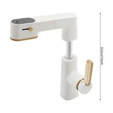 YUNRUX Pull-Out Spray Faucet, Pull-Out Bathroom Faucet, Bathroom Sink Faucet - 白色 - 查看 2